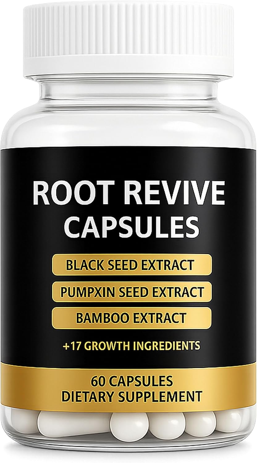 Hair Growth Capsules for Black Women - Root Revive with Black Seed Extract, Biotin & Saw Palmetto | 60 Ct