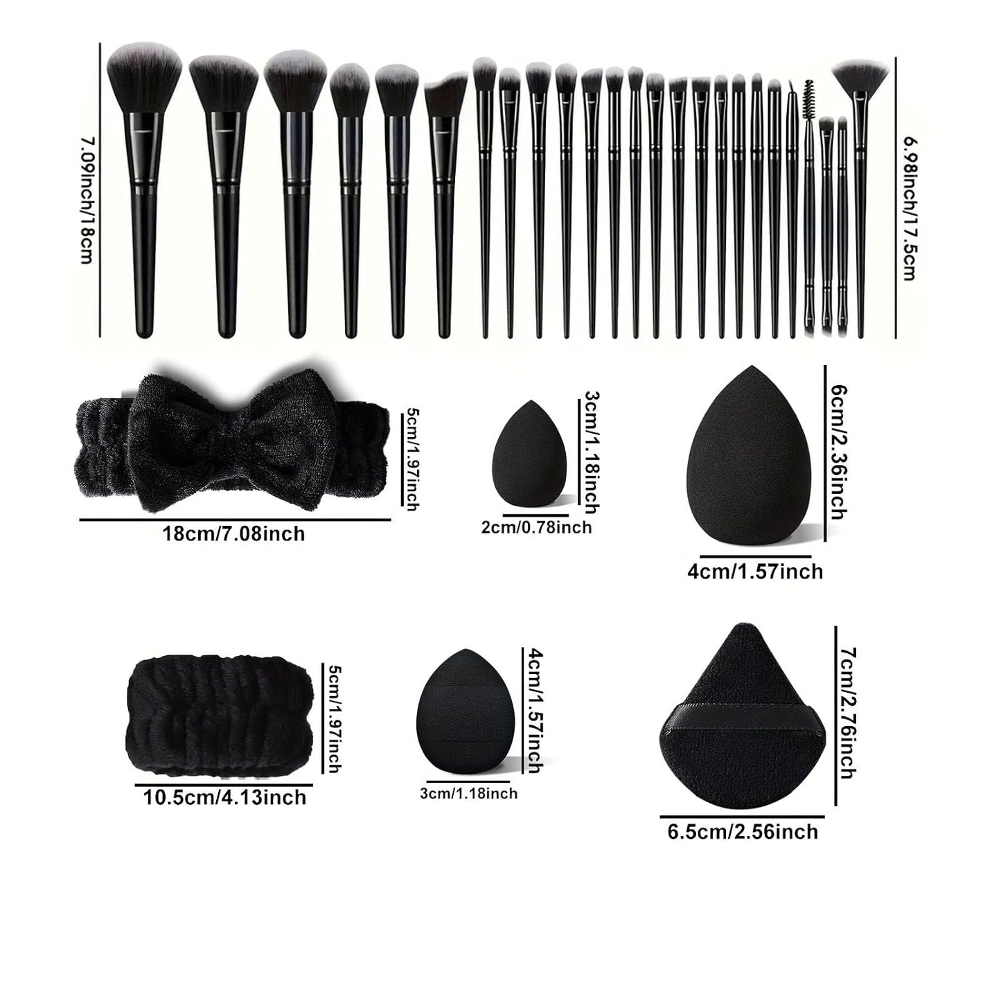 Professional Makeup Brush Set - 36 Pcs Black Makeup Brushes Kit for Face & Eyes | Multi-Functional Tools
