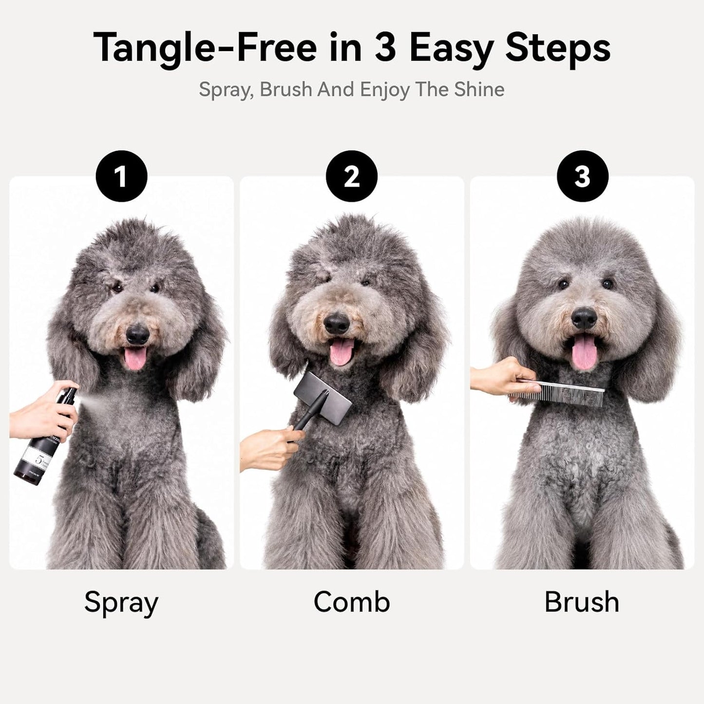 Dog Detangling & Shine Spray - Leave-In Conditioner for Doodles, Cats & Horses | 5-Protein Complex for Deep Repair | 8 Fl Oz