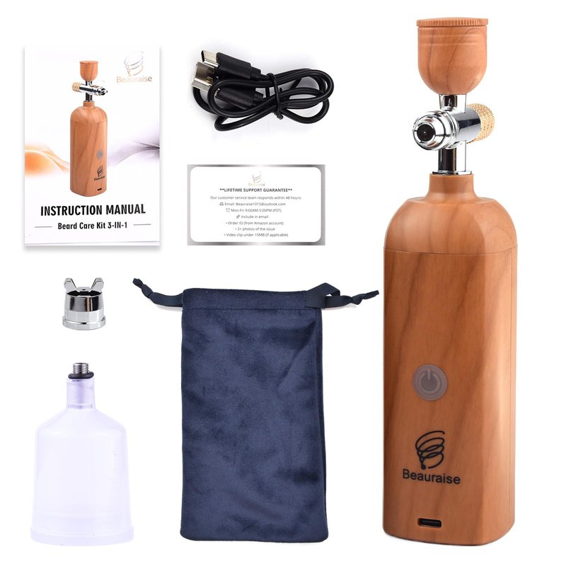 Portable Beard Oil Sprayer & Precision Applicator – Cordless Electric Airbrush Gun for Even Coverage, Nano Mist,Saves 30% Oil in 10 Seconds. Compatible with Minoxidil & Beard Dye. (Natural, Bare Tool)