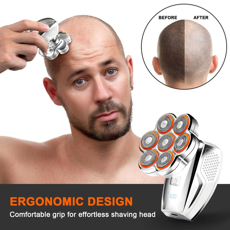 Head Shavers for Bald Men: 120min Long Time Use Rechargeable Electric Razor - Waterproof Wet Dry Shaving - Professional Grooming Kit for Balder