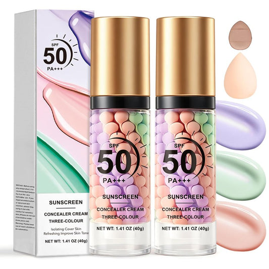 2PCS 3 In 1 Primer for Face Before Makeup SPF 50 Sunscreen with Sponge