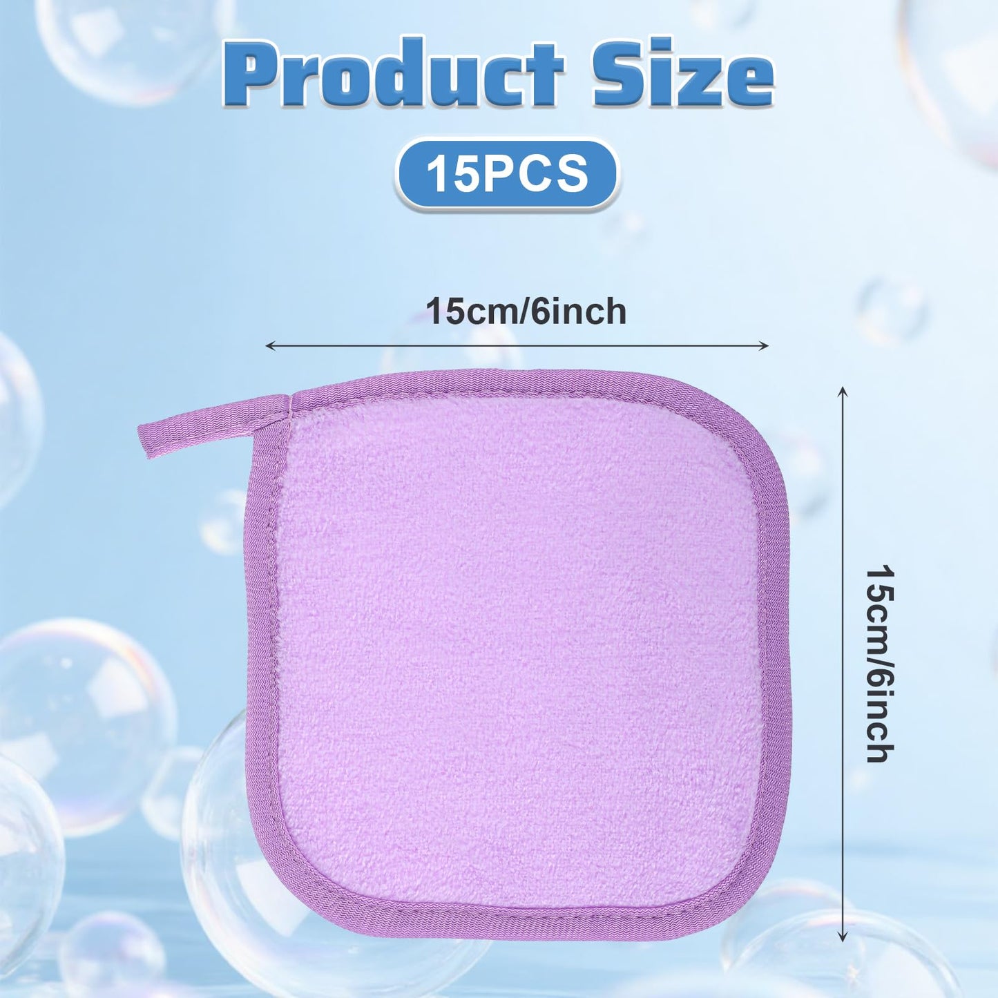 15 PCS Makeup Remover Cloths Pads Reusable Make up Removers Towels 6" Small Square Face Cloths Reusable Face Towels Erase Your Faces for Women, 6 X 6 Inch