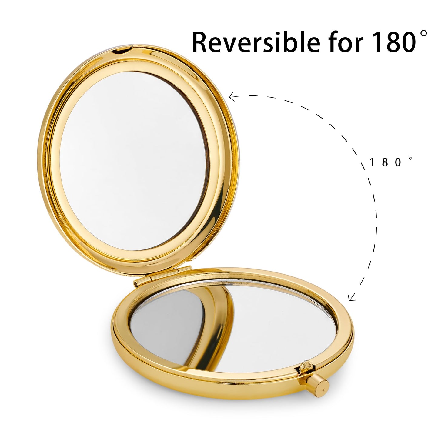 Daricano Compact Mirror for Purse, Metal Round Shell, Double-Sided 1X/2X Magnifying, Portable Travel Small Makeup Mirror, Mini Pocket Mirror, Gold,24 Packs
