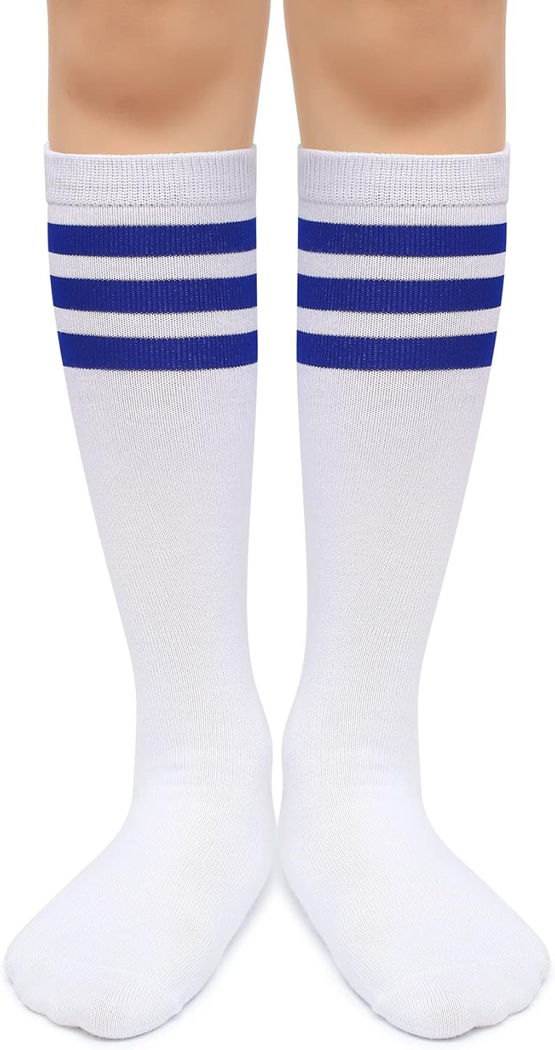 Kids Over the Calf Tube Socks - Soft Cotton Athletic Stripes for Boys & Girls | Comfortable Fit