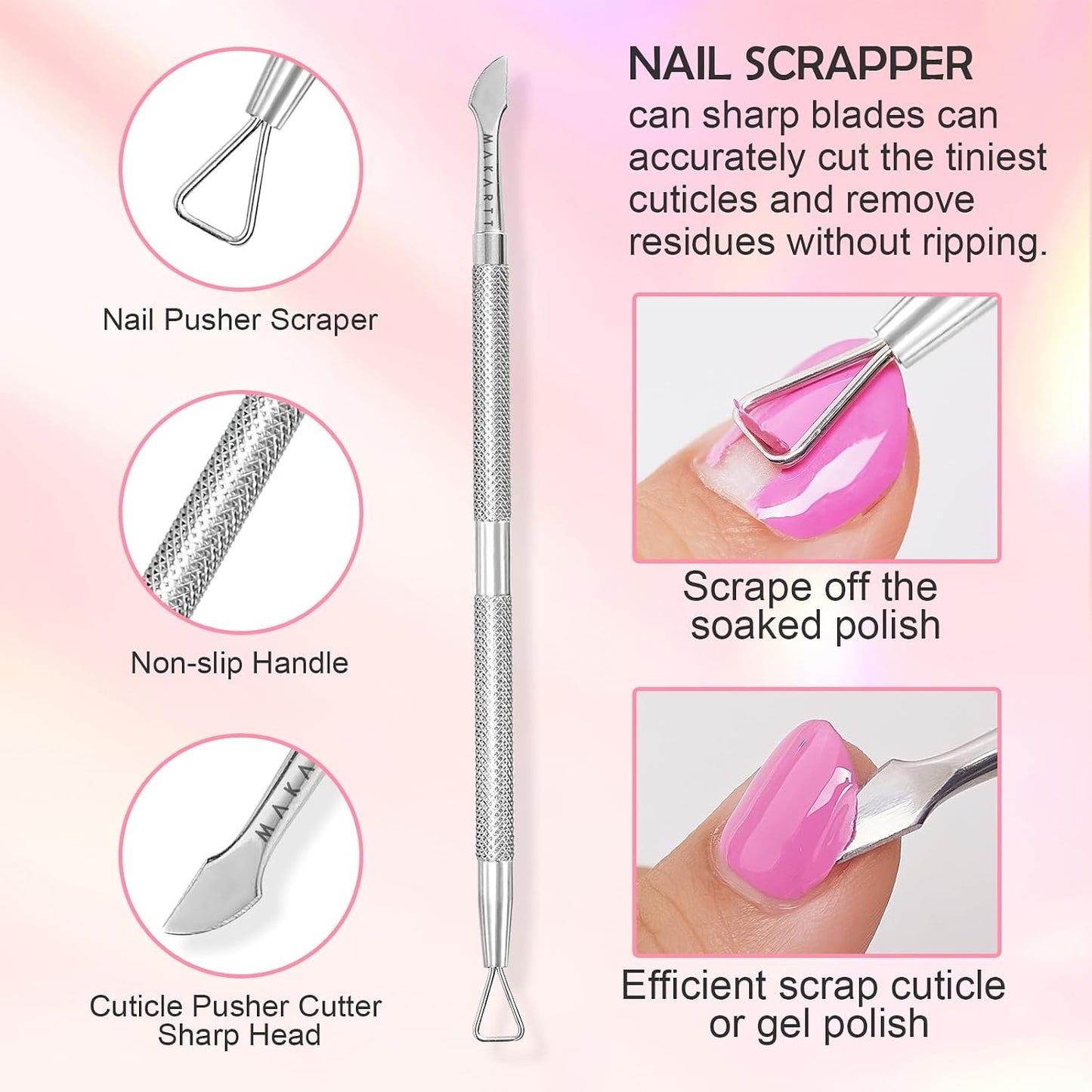 Cuticle Trimmer Set - Stainless Steel Nail Care Kit with Pusher | 3-Piece Manicure & Pedicure Tools
