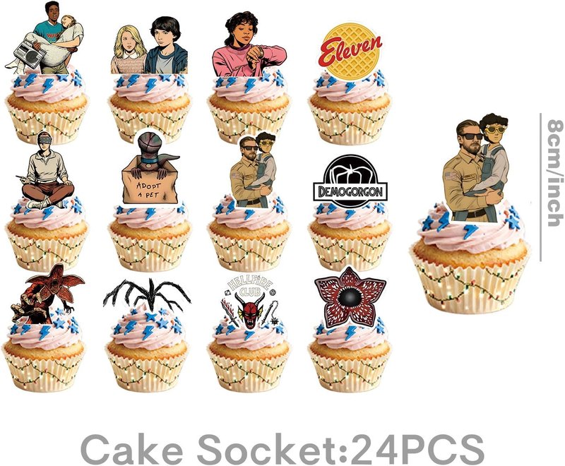 Stranger Things Party Supplies Set - 50pcs Birthday Decorations with Banner, Balloons, Swirls & Cupcake Toppers | Kids Theme Party
