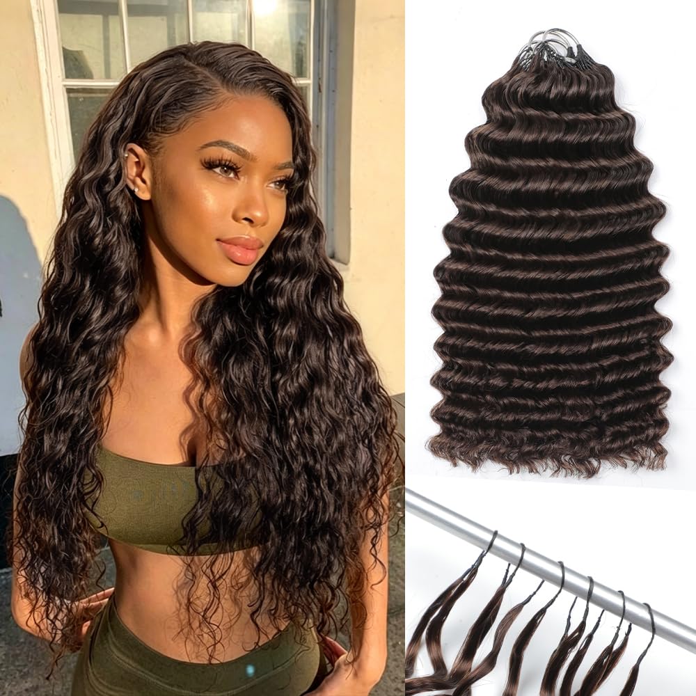 Miracle Knots Crochet Hair - 18 Inch Deep Wave Human Hair for Black Women | 125g, 100 Strands, Reusable