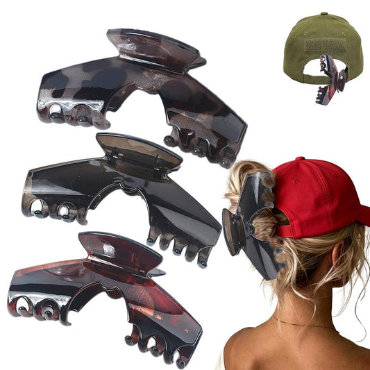 Large Claw Clips for Hats - Tortoise Shell Hair Clips with Unique Hollow Design | Non-Slip Strong Hold for Thick/Thin Hair