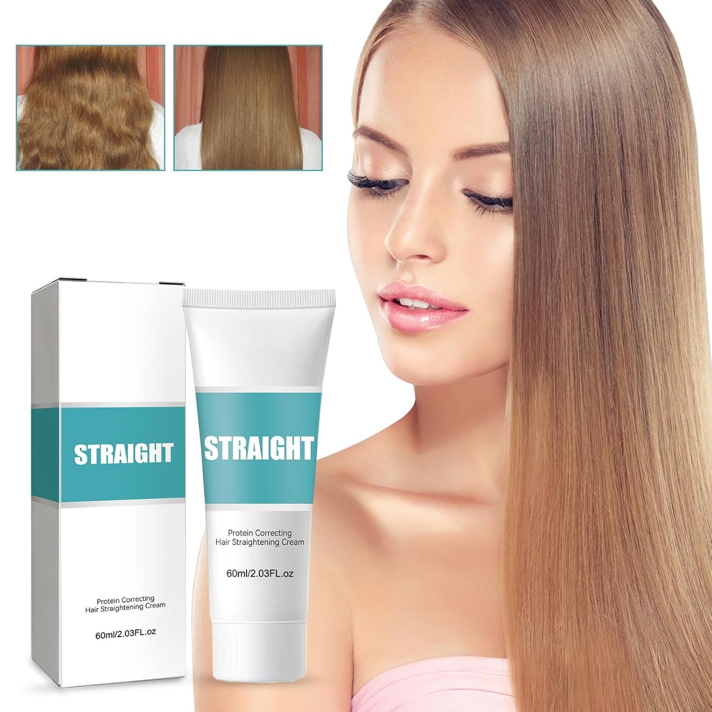 Silk & Gloss Protein Hair Straightening Cream - 2PCS for Curly Hair Care