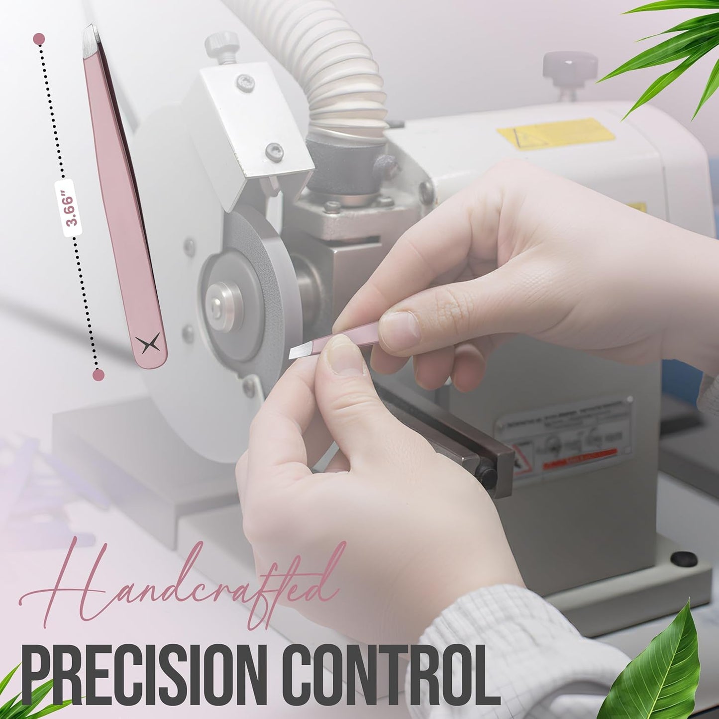 Precision Slant Tip Tweezers - Stainless Steel Eyebrow Plucking Tool for Men & Women | Rose Quartz Finish