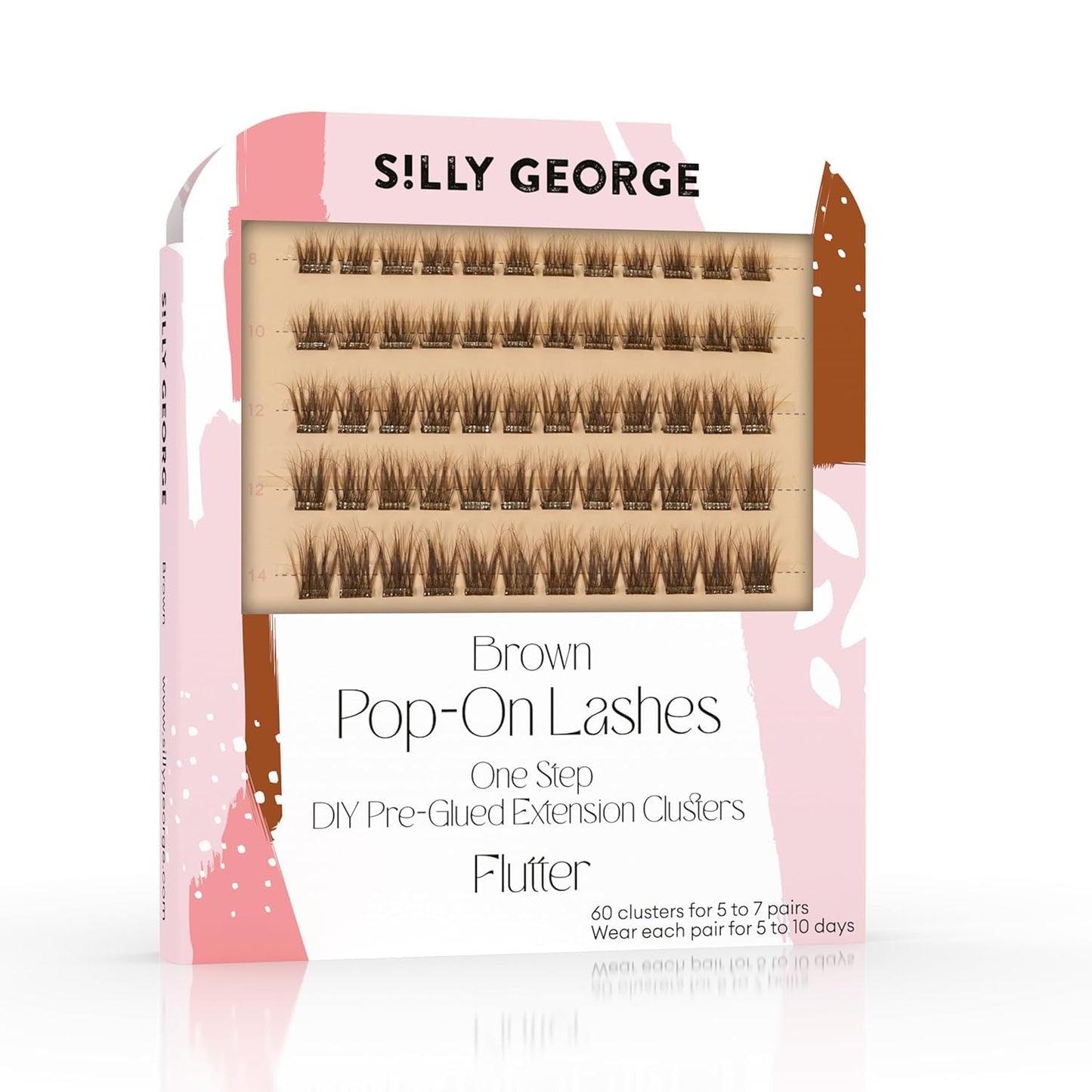 Silly George Pop-On Lashes - DIY Pre-Glued Faux Eyelash Clusters for Natural Look | Bloom, 5-7 Pairs, 60 Clusters