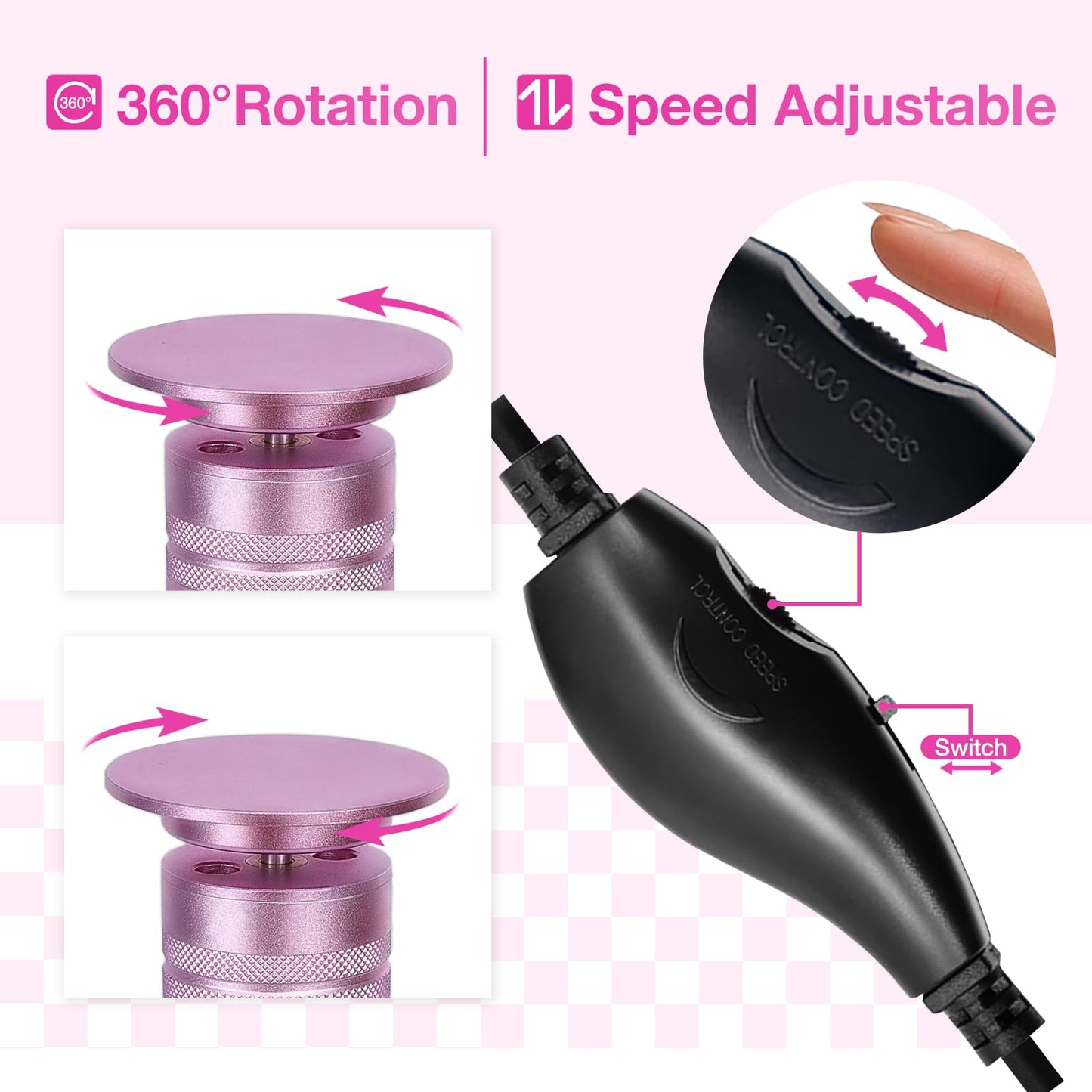 Hocent Upgrade 1200RPM Electric Callus Remover for Feet, Powerful Electric Foot File with 60 Sandpaper Discs, Adjustable Speed, Plug-in Pedicure Tool for Cracked Heels & Dead Skin, Pink