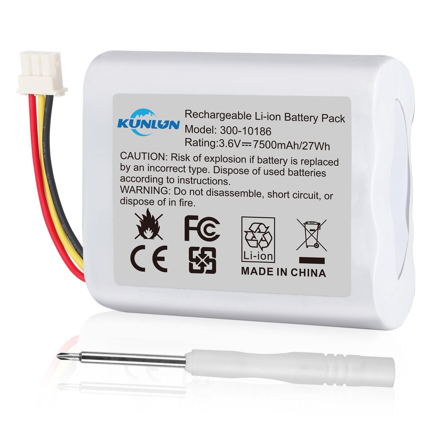 KUNLUN Battery Replacement 300-10186 for ADT Command Smart Security Panel ADT5AIO-1 ADT5AIO-2 ADT5AIO-3 ADT7AIO-1 2X16 AIO ADT2X16AIO-1 ADT2X16AIO-2 ADT Battery Replacement 3.6V