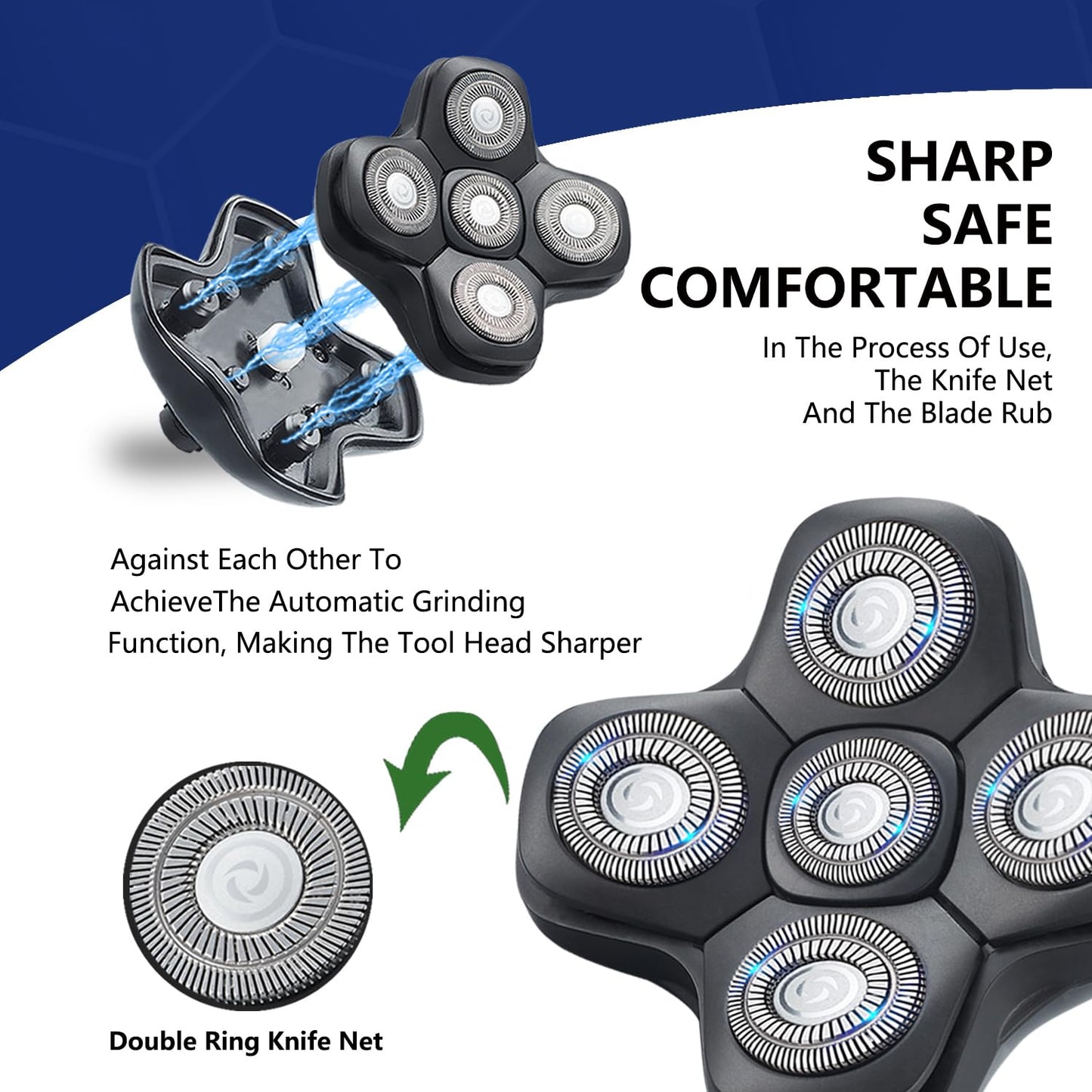 WAHFOX 5 Blades Magnetic Shaver Replacement heads for SKULL SHAVER HEAD SHAVER