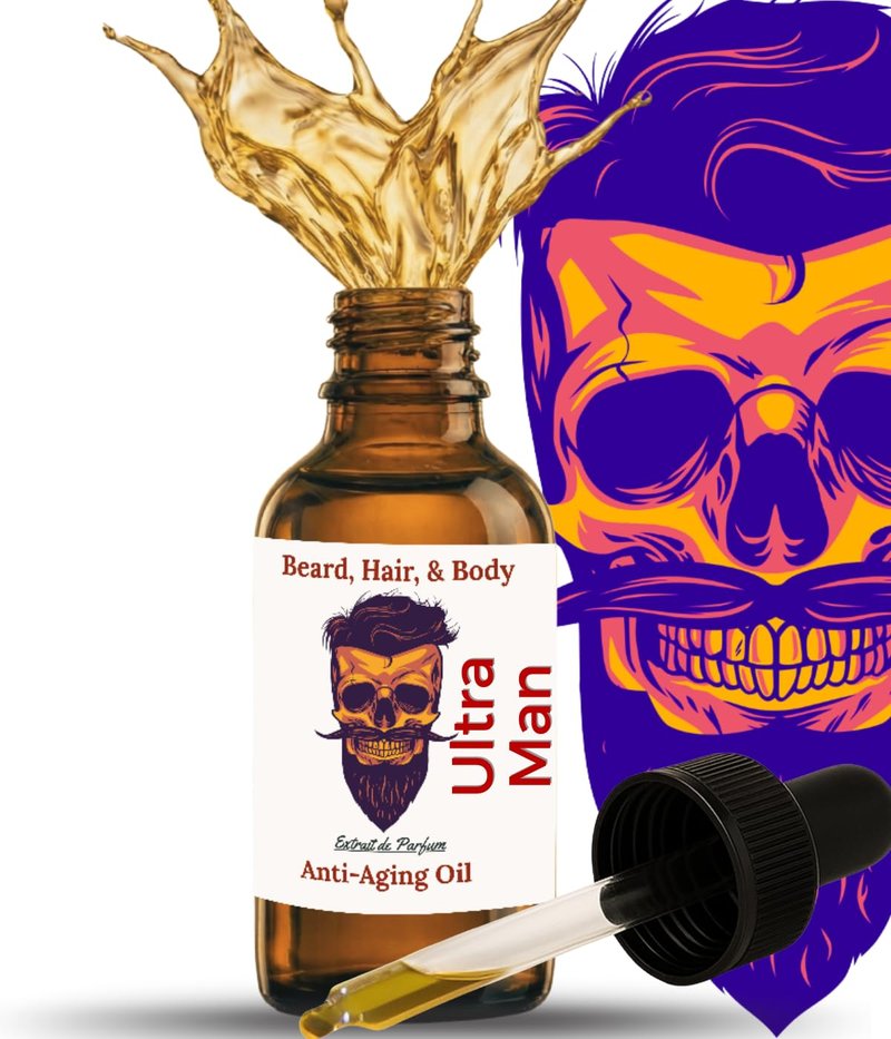 Frank SCENTS 2oz Ultra Man | Scented Beard Oils For All Men, Growth and Conditioner | Dry Flaky Dandruff skin | Oily Skin | 11 Natural Anti-Aging Oils
