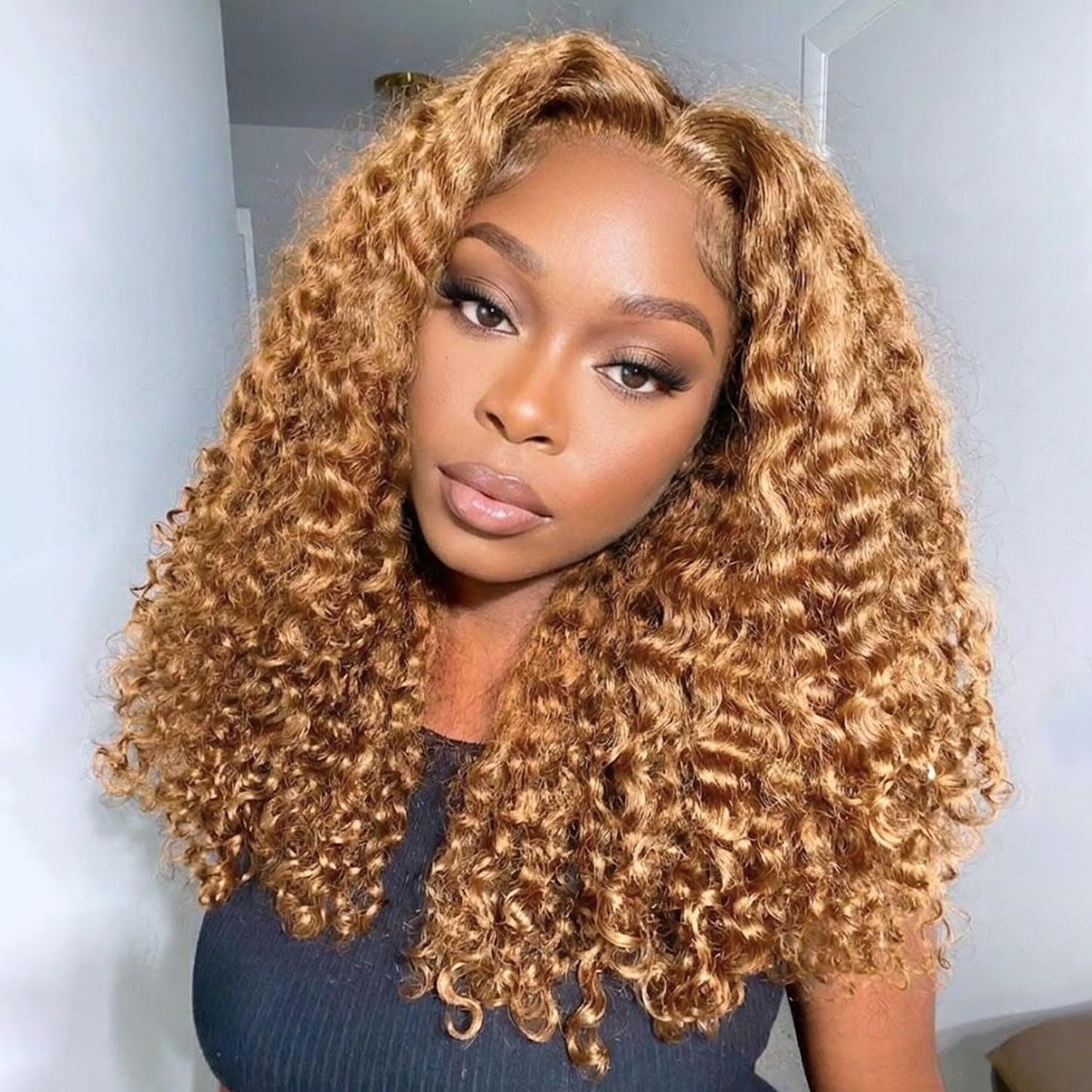 Curly Bob Wig - Human Hair Deep Wave 200% Density | 5x5 HD Lace Closure, Ginger Color, 14 Inch