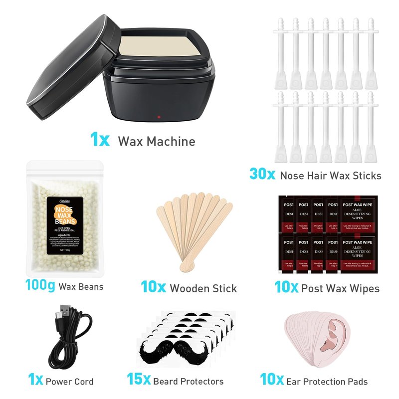 Galdino Nose Wax Kit Men, Nose Hair Wax Kit With 30 Sticks, Painless Nose & Ear Hair Removal, Usb Fast Heat Mini Wax pot, Smart Constant Temp