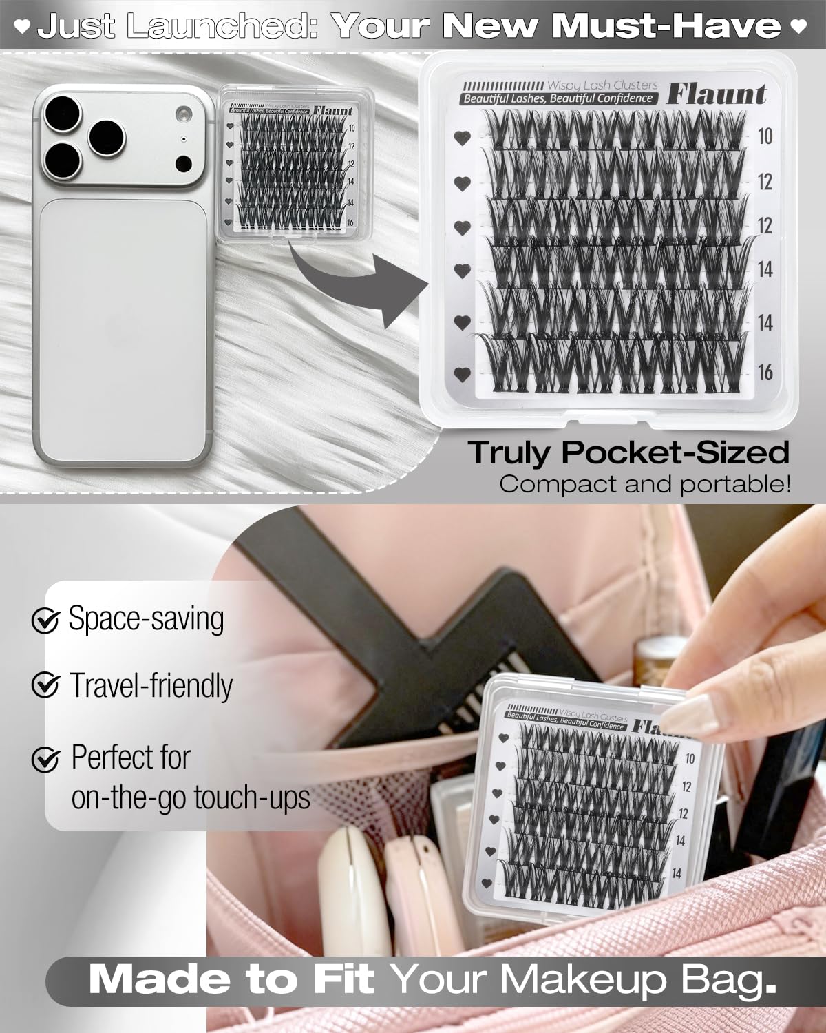 Eyelash Clusters - Portable Wispy Individual Lashes for Travel | Mini Pack 10-16MM CD Curly Extensions
