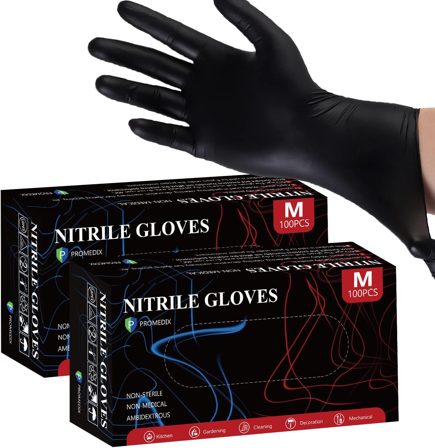 Nitrile Disposable Gloves - 4 Mil, 100 Count | Latex-Free, Powder-Free, Food Safe for Cooking & Household Use