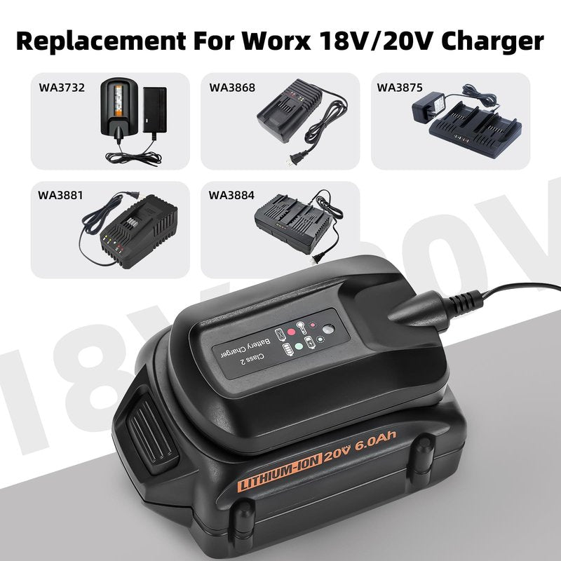 WA3742 Charger Compatible with Worx Battery 20V WA3520 WA3525 WA3575 WA3674 Replacement for Worx 20V Battery Charger WA3732 WA3868
