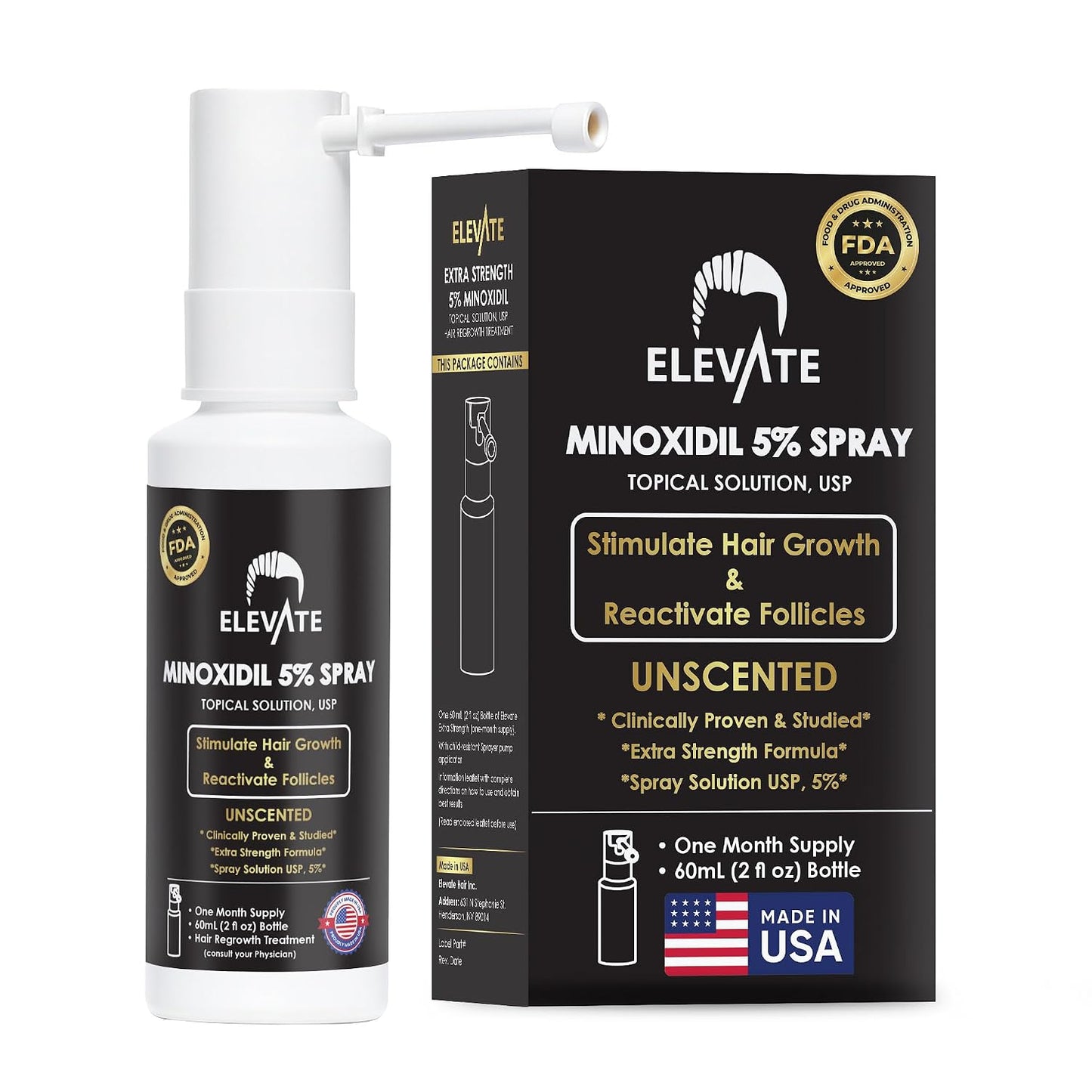 Hair Regrowth Treatment - 5% Minoxidil Spray for Men | Fast Absorbing, Unscented Formula for Thinning & Balding Hair