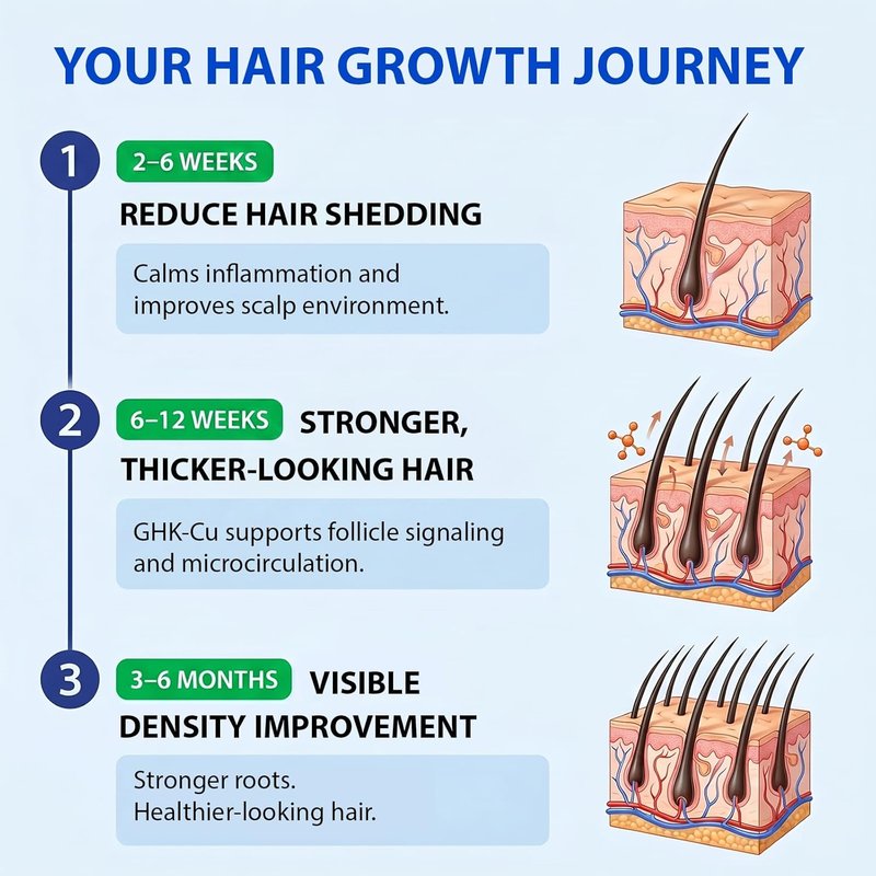 Copper Peptides Hair Growth Serum - GHK-Cu 4% Peptide Spray for Thicker, Fuller Hair | 2 Fl Oz
