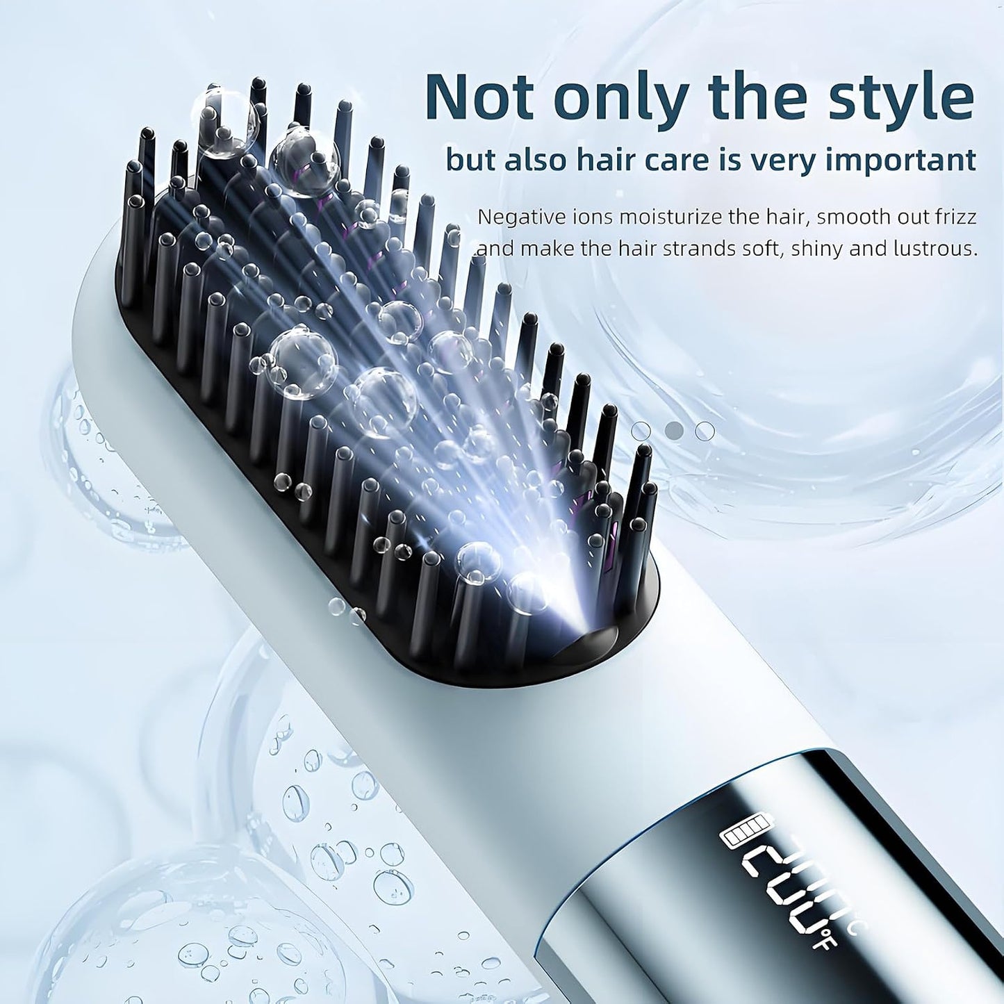 Go Brush Pro - Ionic Ceramic Straightening Brush for Short Hair | 3 Heat Settings, Fast 30s Heat, USB-C Rechargeable (Brown)