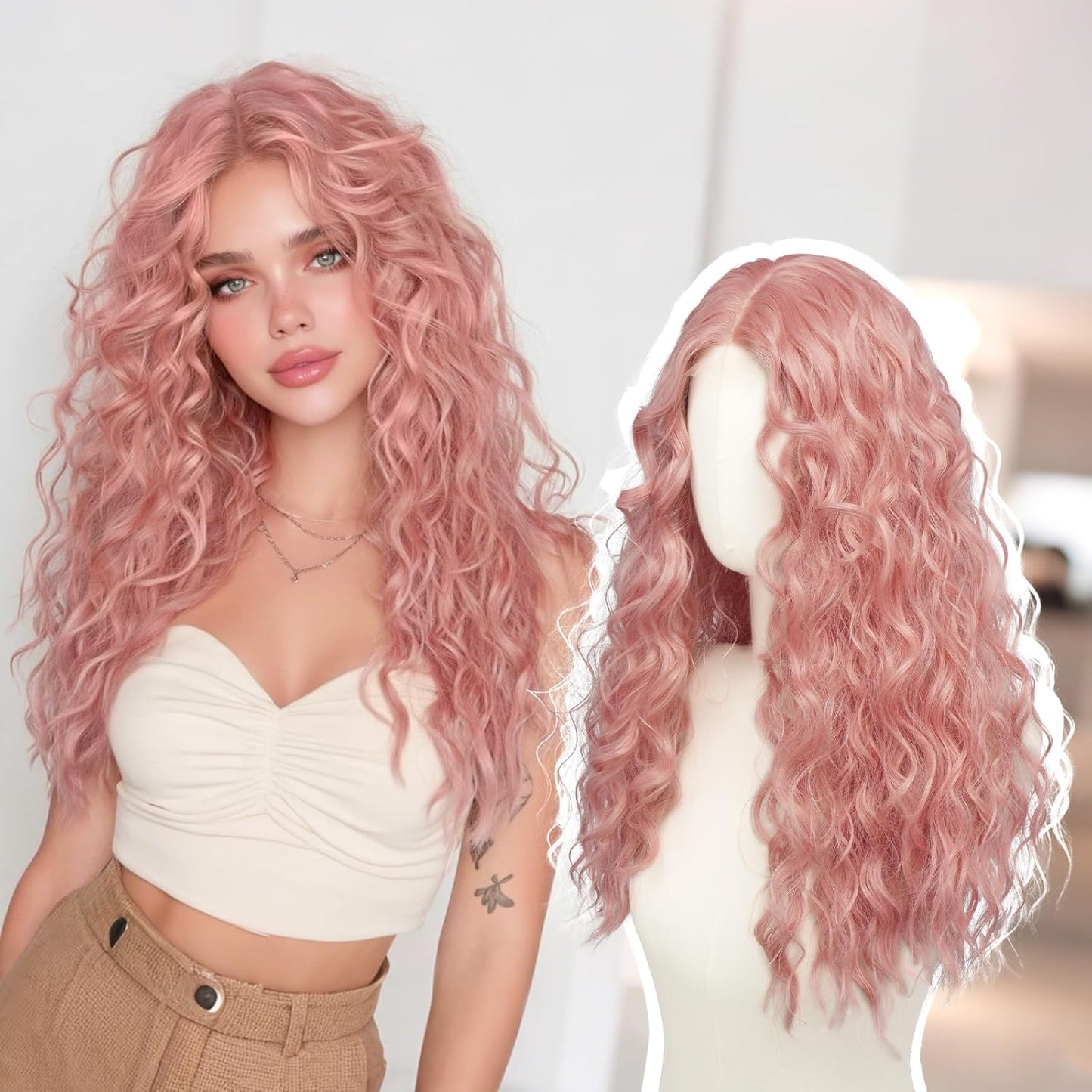 Brown Lace Front Wigs for Women - Natural Hairline, Long Wavy Curly, 21 Inch | Glueless & Beginner Friendly