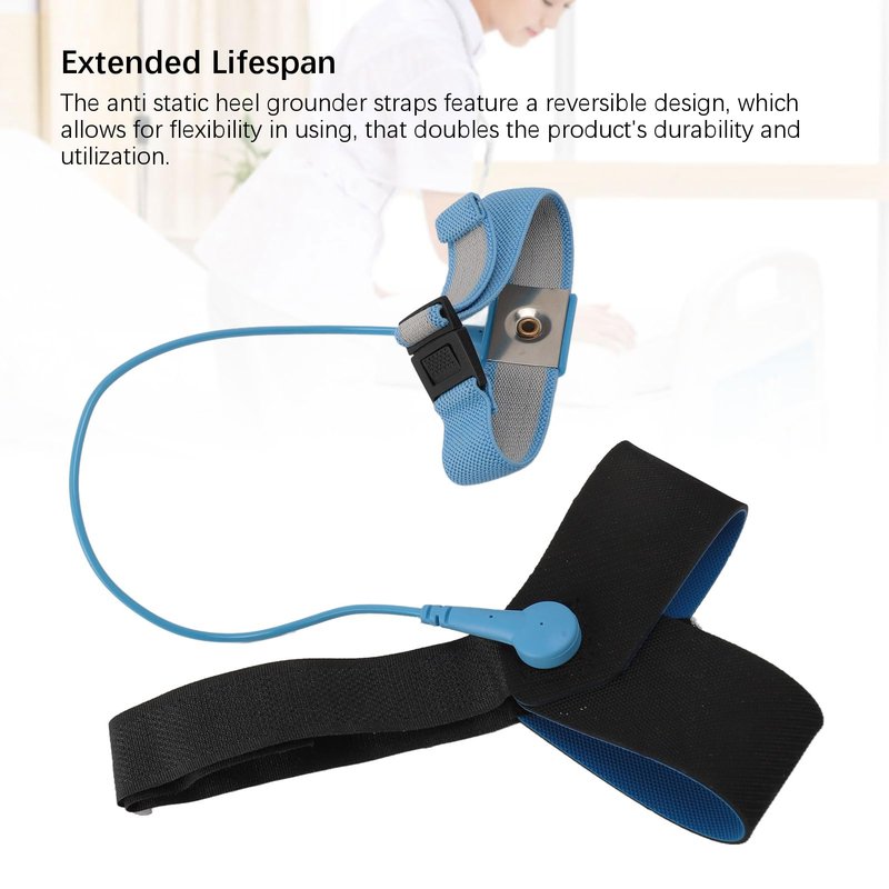 2 Pcs ESD One Size Fits All Anti Static Heel Grounder Straps, Adjustable ESD Shoes Straps with Buckle, Anti Static Foot Heel Straps for Grounding and Protecting Electronics Against Electric Shock