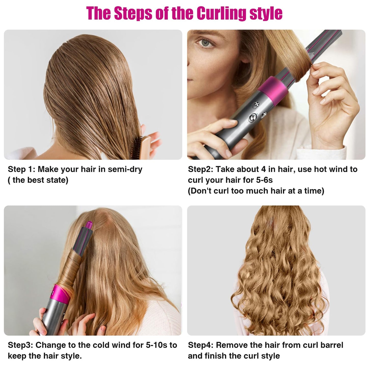 1.2 Inch/30MM Long Hair Curling Iron Barrels for Dyson Airwrap HS01 HS05 Attachment Parts Hair Tool, with Adaptor for Dyson Hair Dryer Converting to Airwrap Styler, 1 Pair