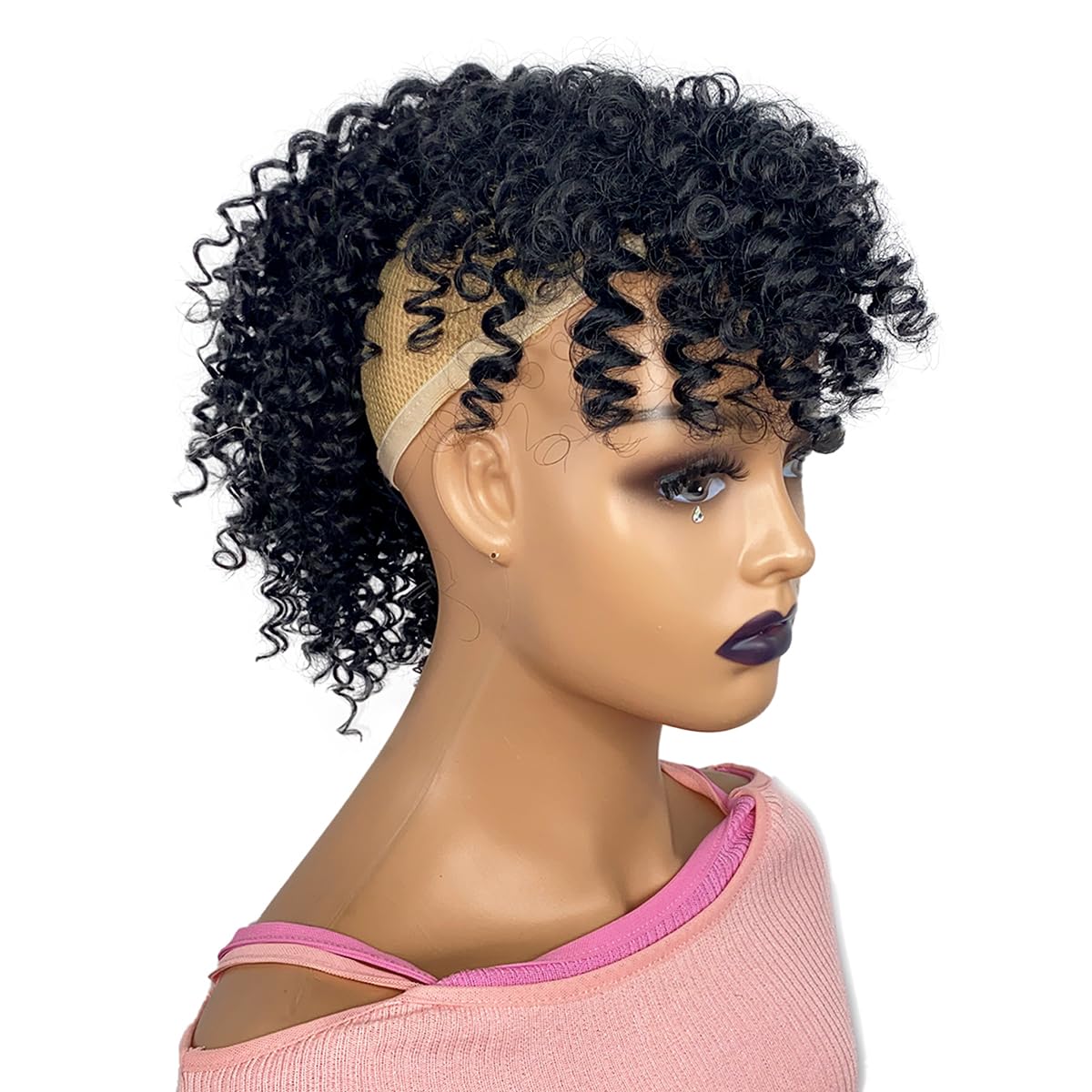 Curly Ponytail with Bangs - 12-Inch Short Kinky Curl Hair Piece | Afro Puff Clip-In for Black Women