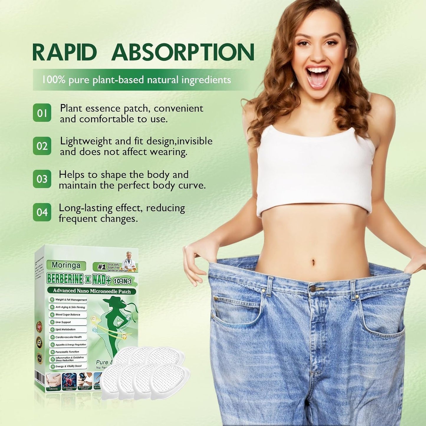 2026 Upgraded Style M-B-N Moringa 10-in-1 Nano Microdarts Patch, Advanced Moringa Patches, Natural Body Patches for Women and Men - Gentle Formula for All Skin