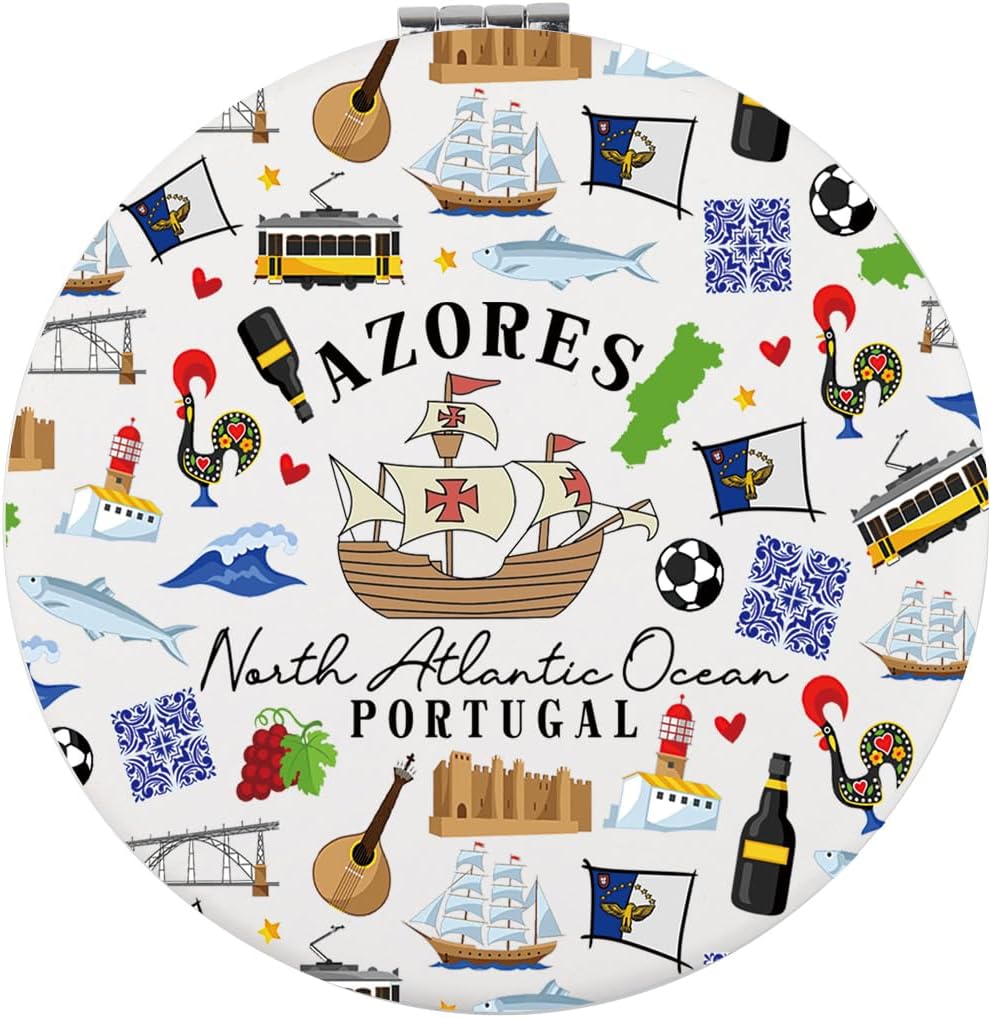 Azores Islands Makeup Mirror - Unique Gift Inspired by Portugal's Atlantic Ocean | Decorative Home Accent