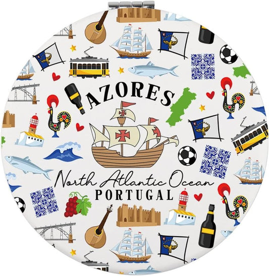 Azores Islands Makeup Mirror - Unique Gift Inspired by Portugal's Atlantic Ocean | Decorative Home Accent