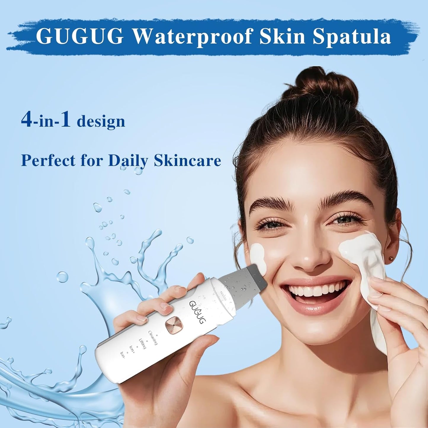 GUGUG Skin Scrubber - 4-in-1 Waterproof Facial Spatula for Deep Cleansing & Blackhead Removal | Pore Cleaner Tool