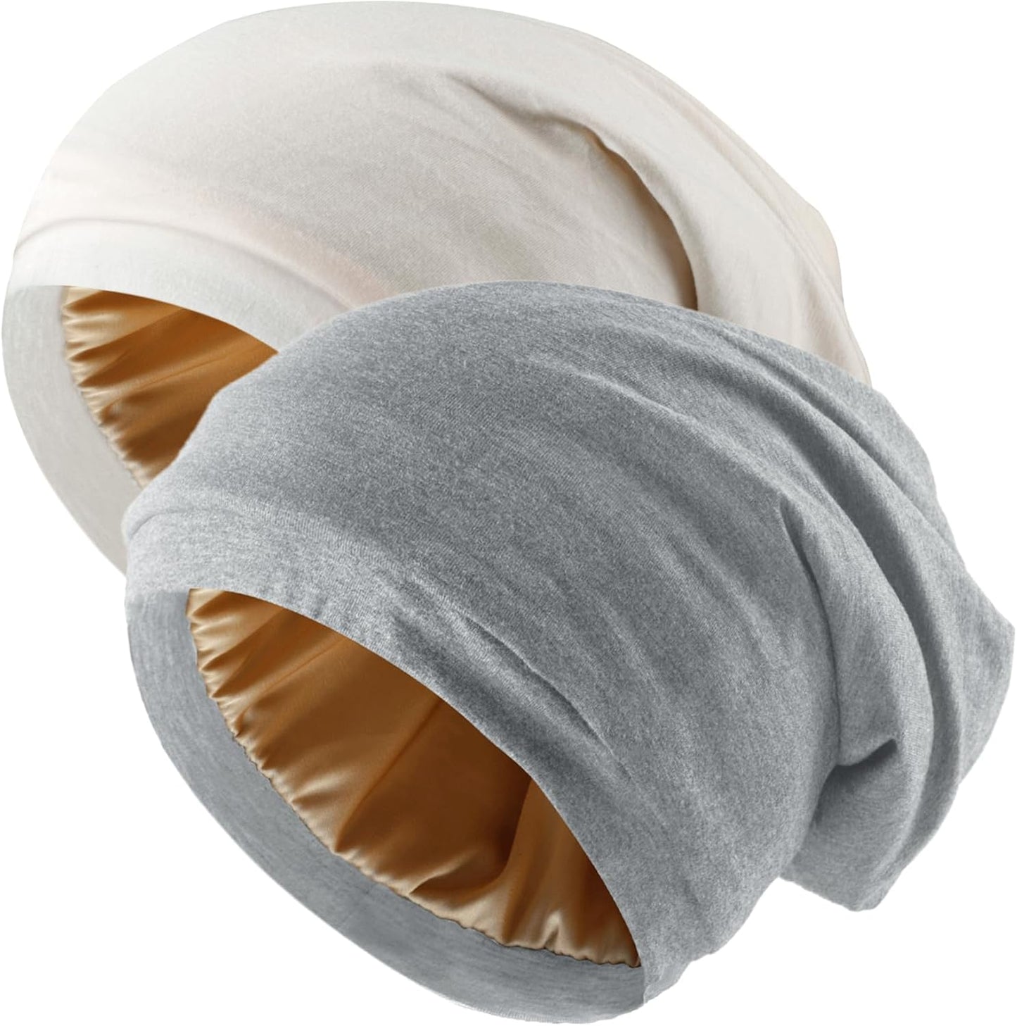 Adjustable Silk Hair Bonnet - Satin Lined Sleep Cap for Women & Men | 2 Pcs Set