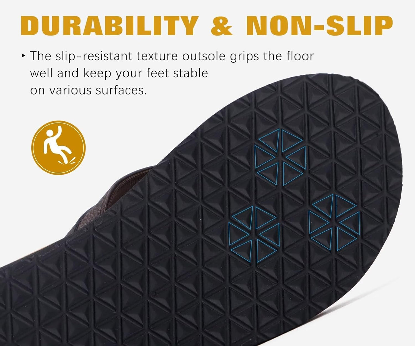 Men's Yoga Mat Leather Flip Flops - Comfortable Arch Support Thong Sandals | Indoor & Outdoor Use