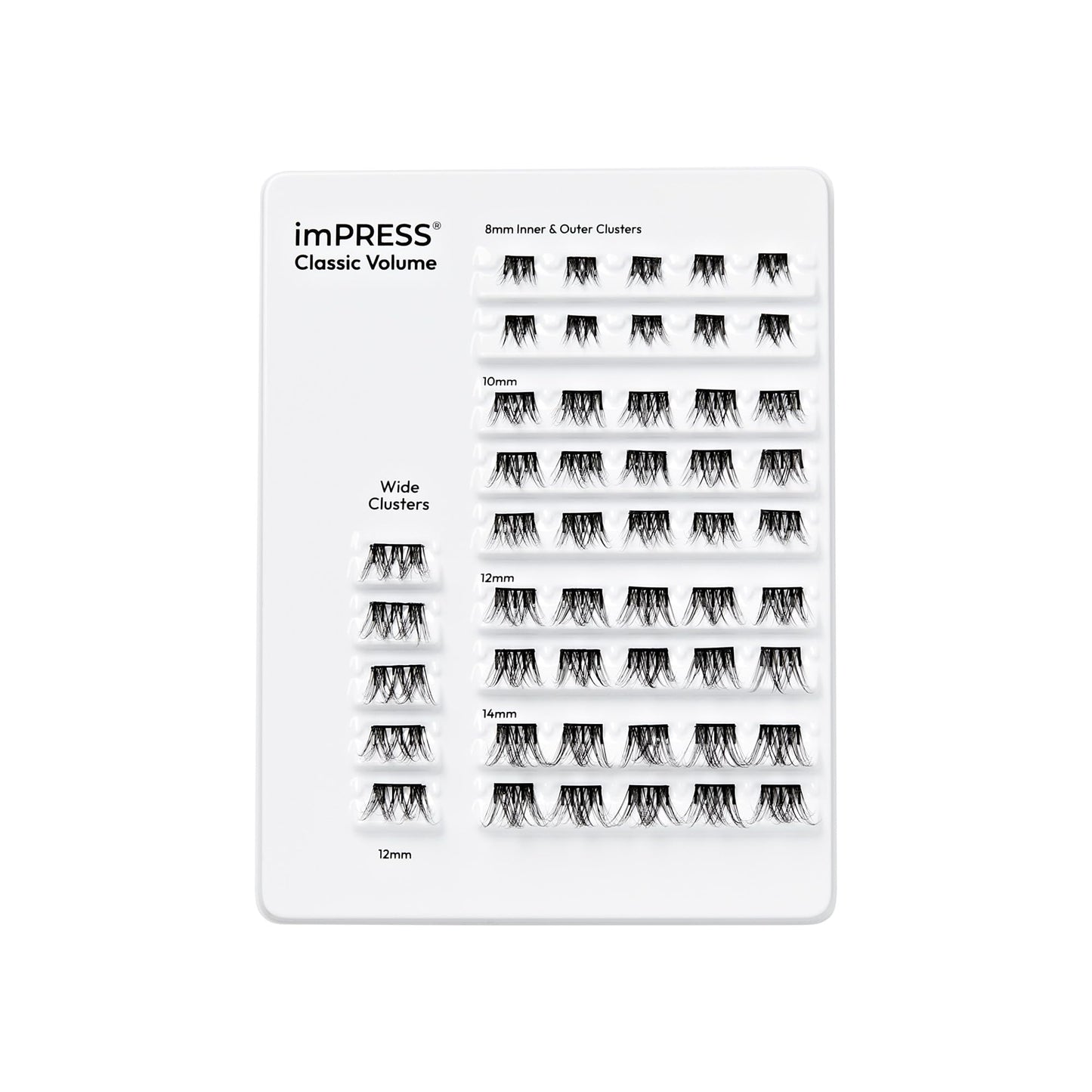 Kiss Impress False Eyelashes, Lash Clusters, Cluster Multipack, 'Classic Volume', 8mm-14mm, Includes 50 Pre-Glued Clusters, Contact Lens Friendly, Easy to Apply, Reusable Strip Lashes
