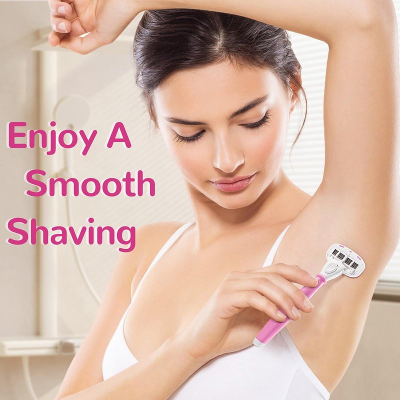 Razors for Women Include 2 Non-Slip Handles and 14 Blade Refills with a Shower Holder, 5 Premium Blades Women's Razors for Shaving with 360° Lubrication Reduces Irritation, Purple