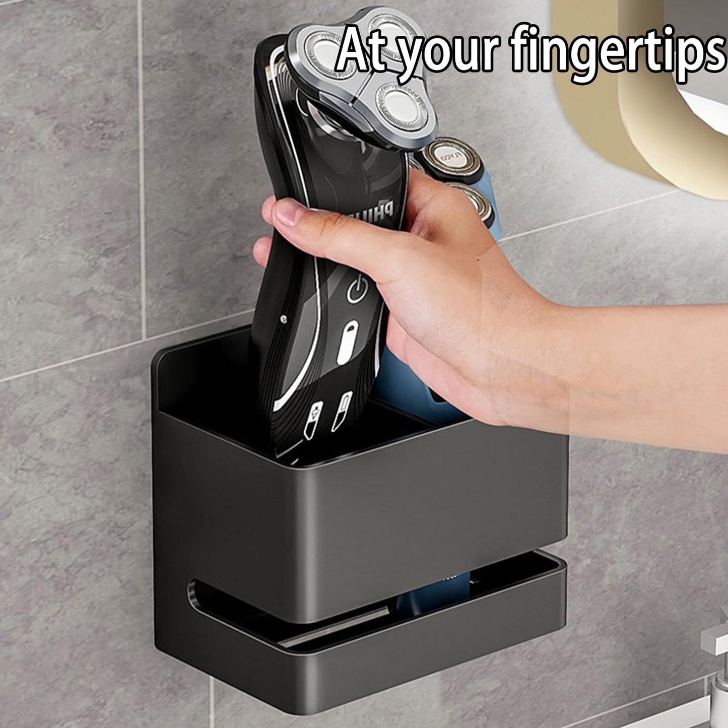 YESENT Aluminum Electric Toothbrush Holder - Bathroom Wall Mounted Toothbrush Holder (Black, Double Slot)