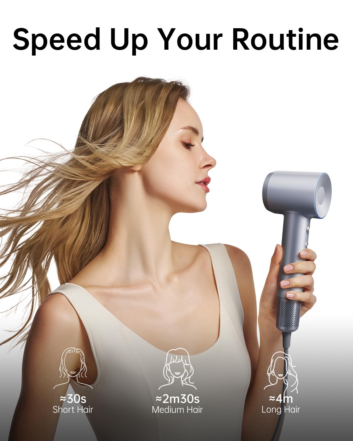 Laifen Swift Hair Dryer - High-Speed Ionic Blow Dryer with 110,000 RPM Motor | Low Noise, Magnetic Nozzles, HD501