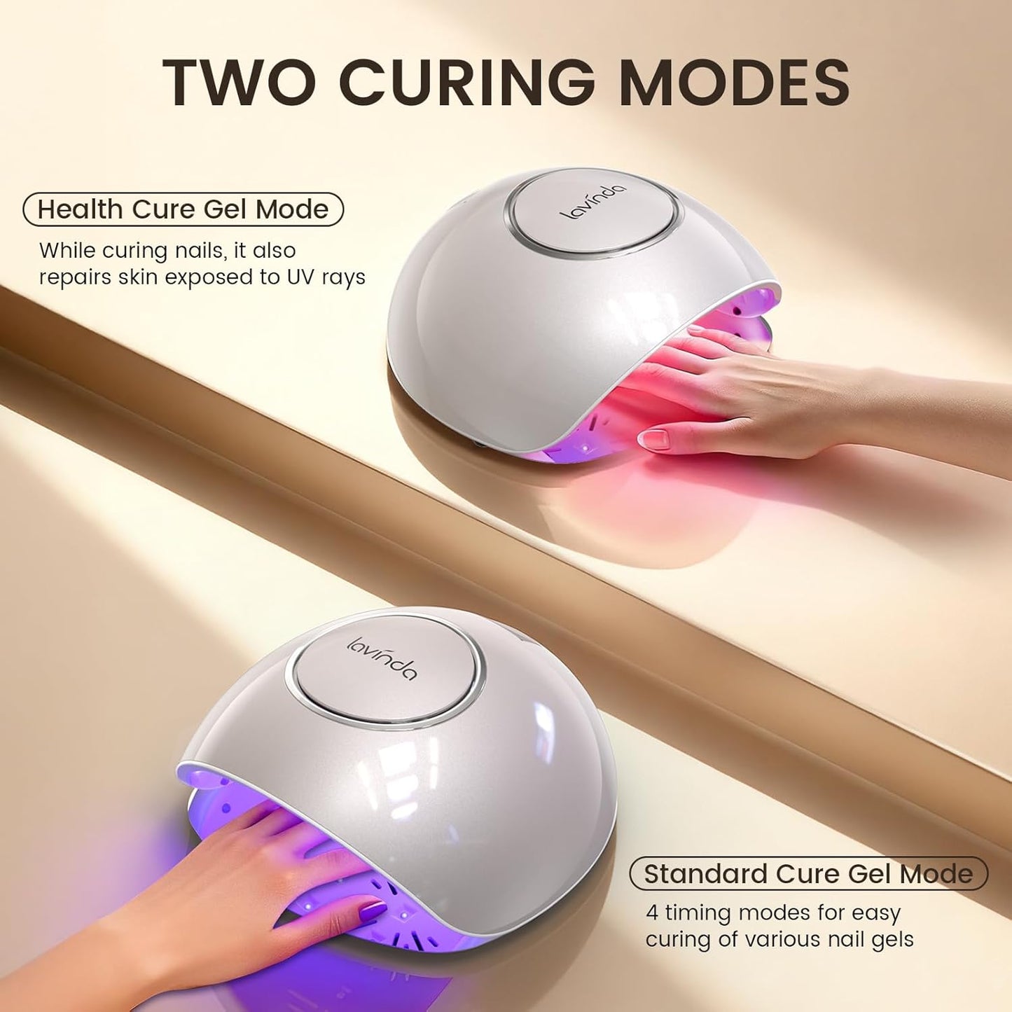 Lavinda 2-in-1 UV LED Nail Lamp - Fast Curing 54W Gel Polish Dryer | Red Light Skincare & Auto Sensor