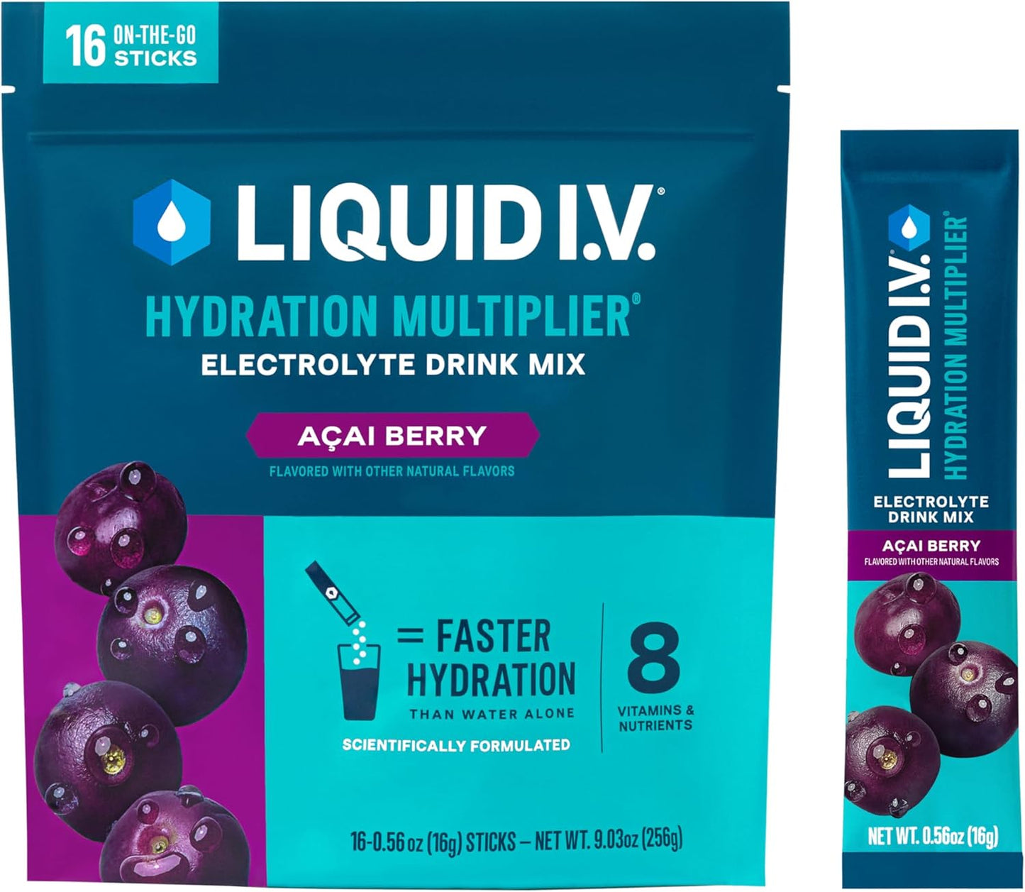 Liquid I.V.® Hydration Multiplier - Electrolyte Powder Drink Mix | Popsicle Firecracker Flavor | 16 Servings