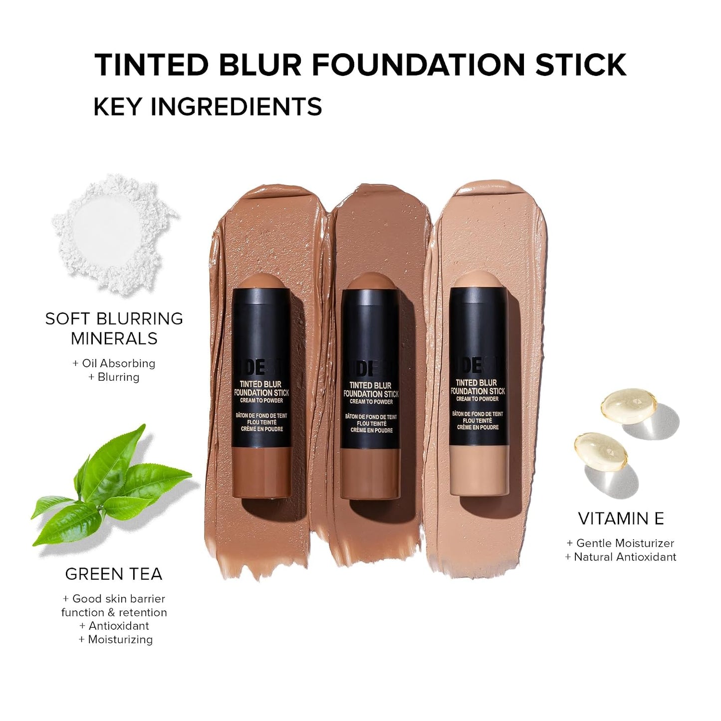 Nudestix Tinted Blur Foundation Stick - Cream-to-Powder Lightweight Makeup for Pores & Blemishes | Natural-Matte Finish