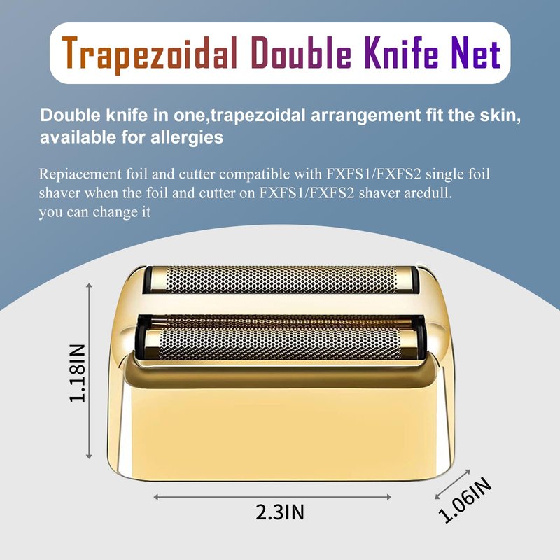 2 Pack Shaver Replacement Foil and Cutters compatible with BaBylissPRO Double FXFS2 Metal shaver foil replacement (Golden-2PCS)