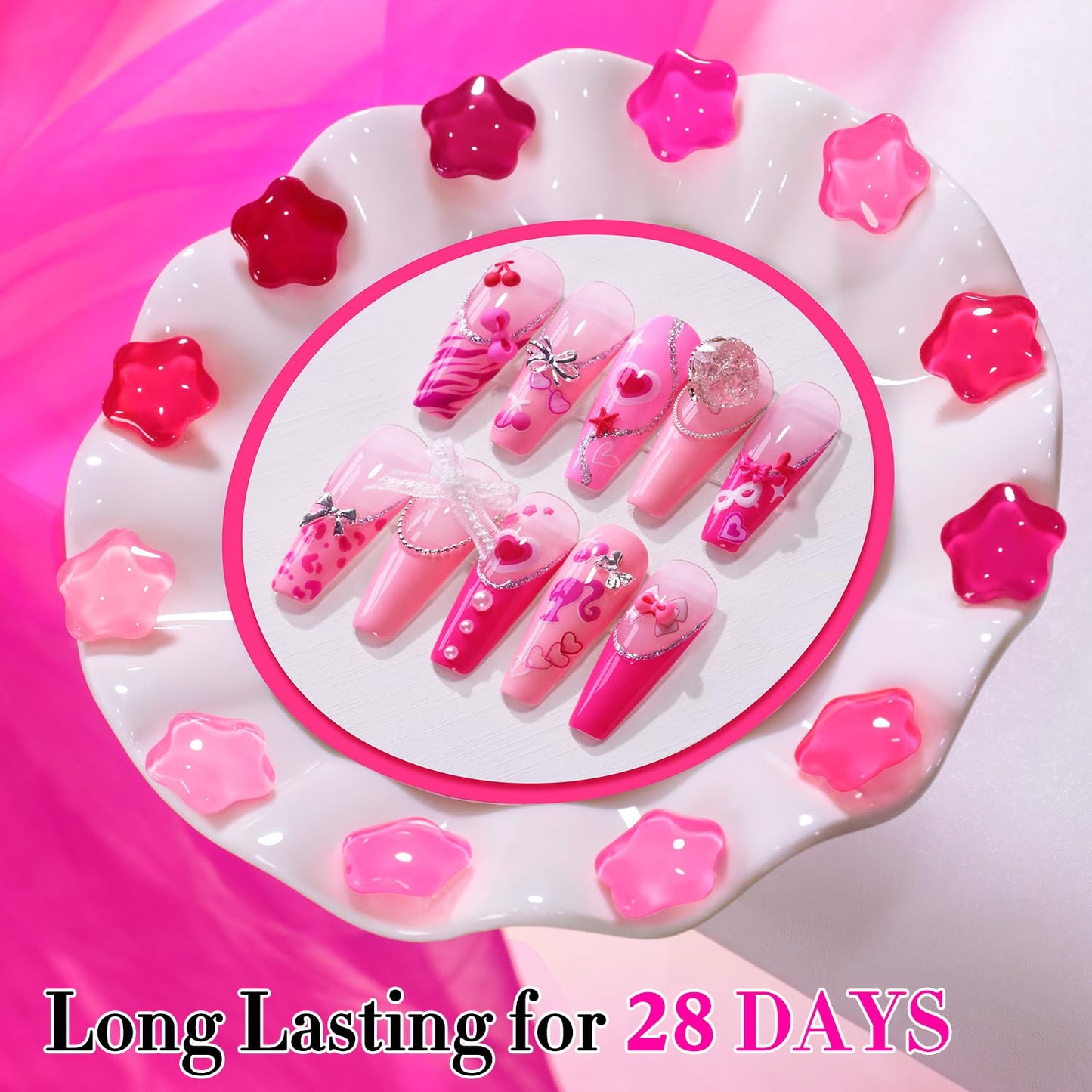 Double Rhythm 28Pcs 0.5Oz Gel Nail Polish Set Same Color Same Bottle Gel Polish Kit Nail Art Manicure Salon DIY at Home for Women (Bright Pitaya Pink Purple Red Collection-T24-13)