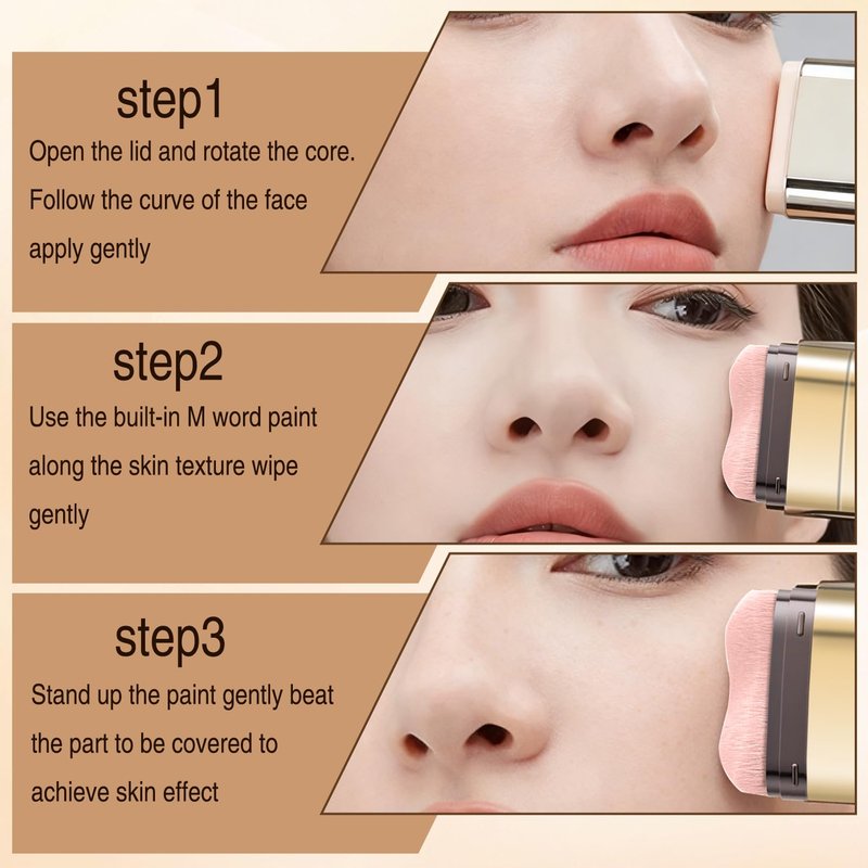 Luminous Dual-Ended Concealer Foundation Stick - Full Coverage 3-in-1 with Brush | Sweat-Resistant #1 Ivory White