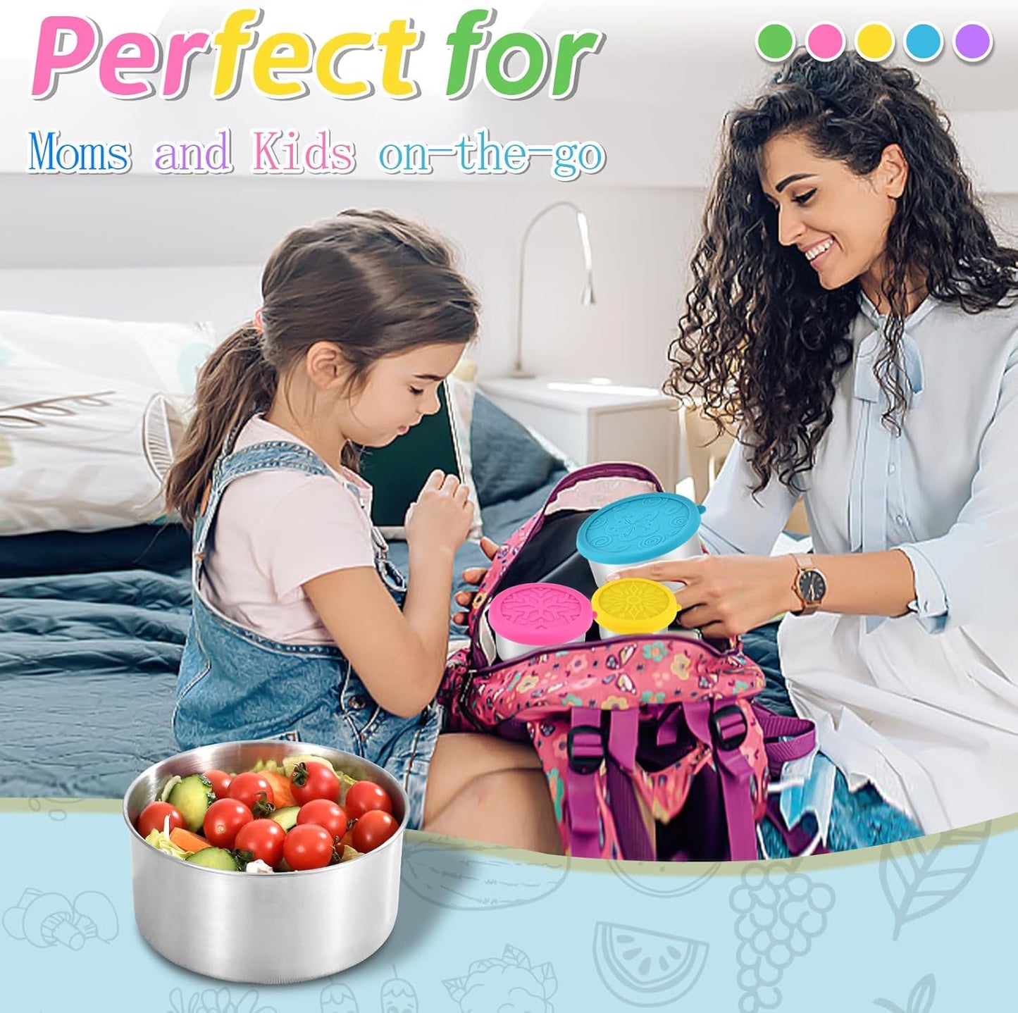 304 Stainless Steel Snack Containers - 5 Pack Stackable Food Storage Boxes for Travel & School | Metal Lunch Boxes