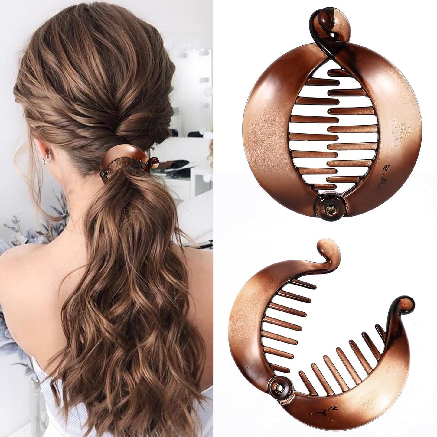 2 Pcs Round Hair Clip Small Banana Clip Plastic Fishtail